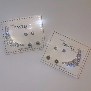 Silver Earrings. Gold Earrings. 4 pair. 2 full ear rings.